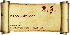 Miss Zádor névjegykártya